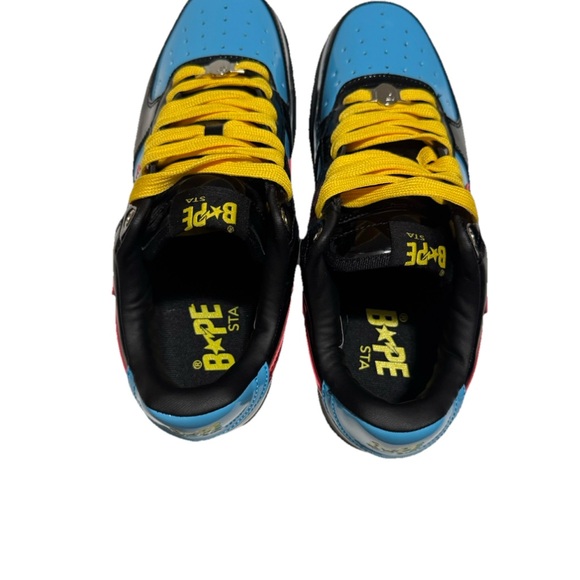 BAPE x Marvel Bapesta Sneakers Size 10 – Rare Collab Blue Red Yellow - Picture 2 of 16